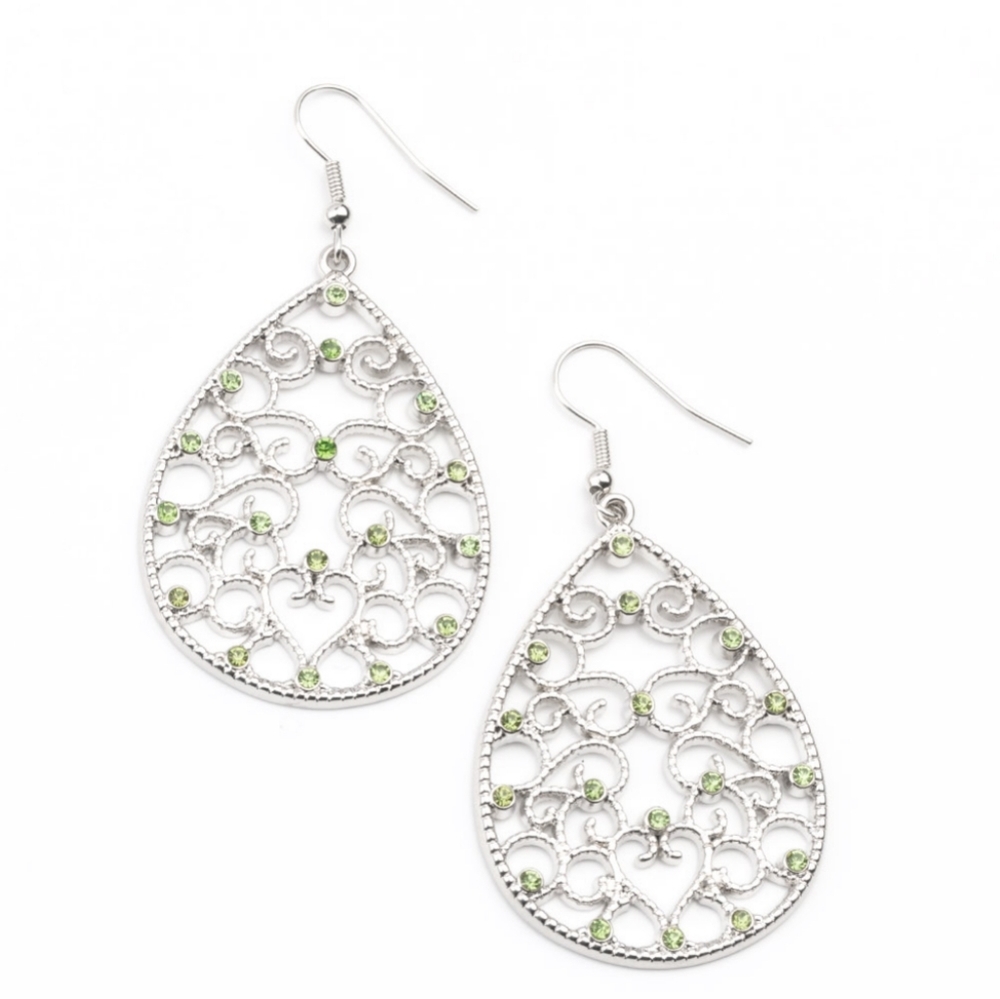 Green and Silver Earrings